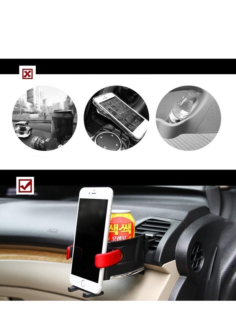 Car Cup Holder Adjustable 2 in 1 Car Drink Stand Cell Phone Holder Air Vent Mount，Suitable for Cars and Trucks with Horizontal Blade Vents (Red) - Image 5